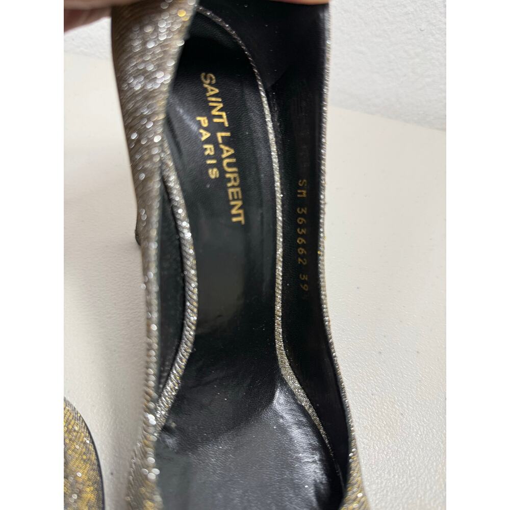 Saint Laurent Paris Metallic Gold Taupe Pointed Toe Stiletto Pumps 39.5 US 9.5 - Picture 10 of 13